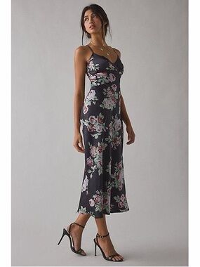 Urban Outfitters Kimchi Blue Black Floral Slip Dress, Med NWT